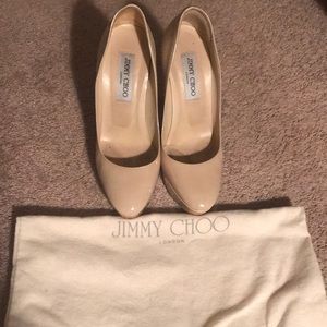 Jimmy choo nude patent leather heels